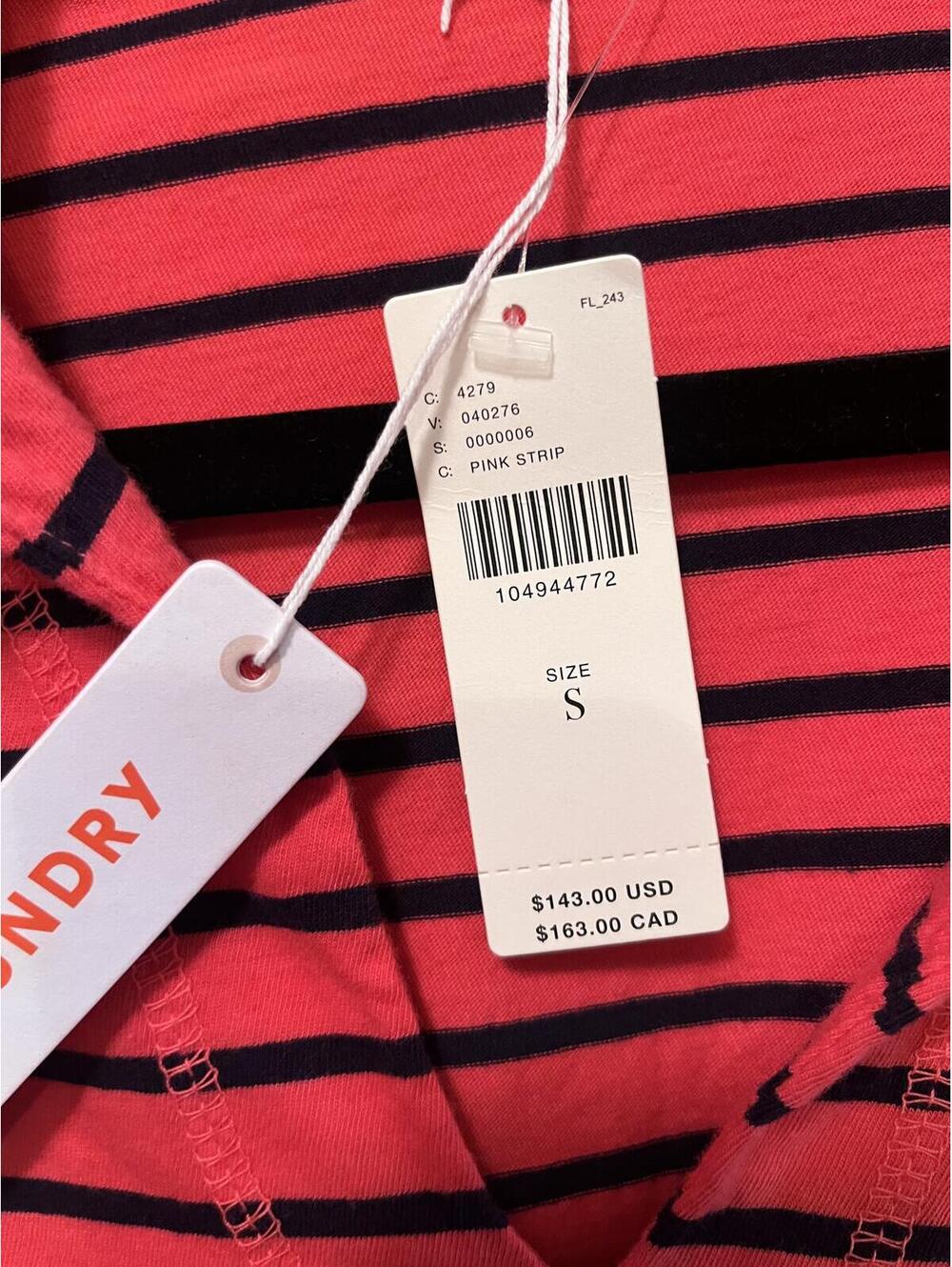 Anthropologie Sundry Neon Pink Stripe Bubble Hem Mini Dress - Picture 7 of 12
